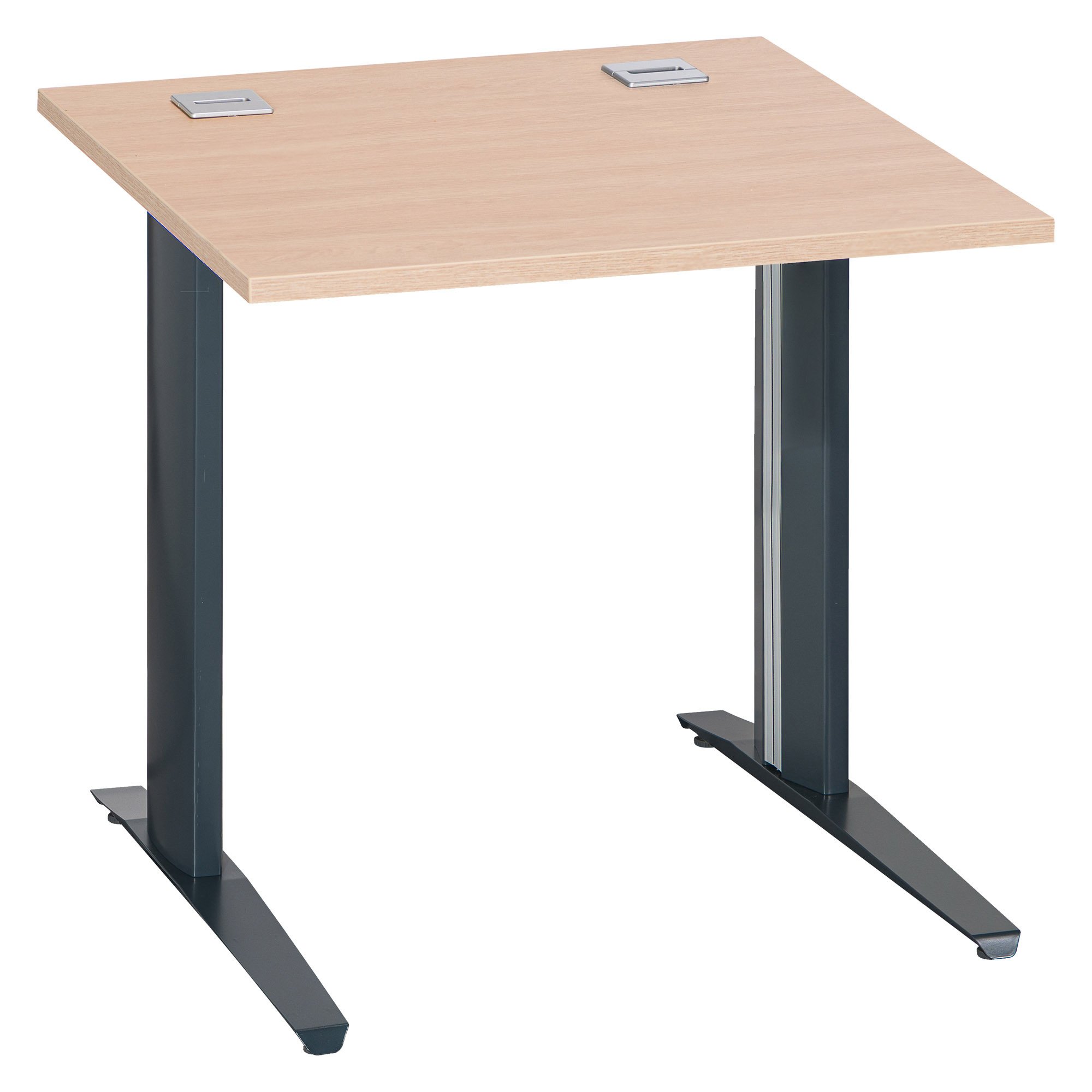 Bureau droit chêne clair L 80 cm piètement métal plus Essens