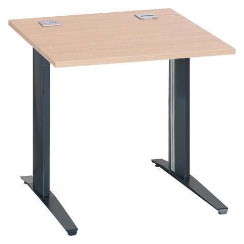 Mesa recta roble claro patas metálicas "L" antracita Excellens 80 cm
