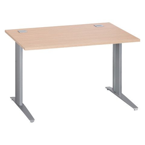 Mesa recta roble claro patas metálicas "L" aluminio Excellens 120 cm