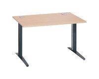 Bureau droit chêne clair L 120 cm piètement métal plus Essens