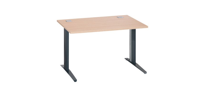Bureau droit chêne clair L 120 cm piètement métal plus Essens