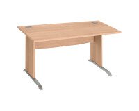 Bureau droit Excellens Bois L 140 cm piètement bois en L chêne clair