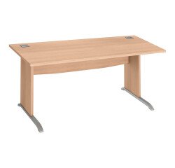 Bureau droit chêne clair L 160 cm piètement bois en L Essens