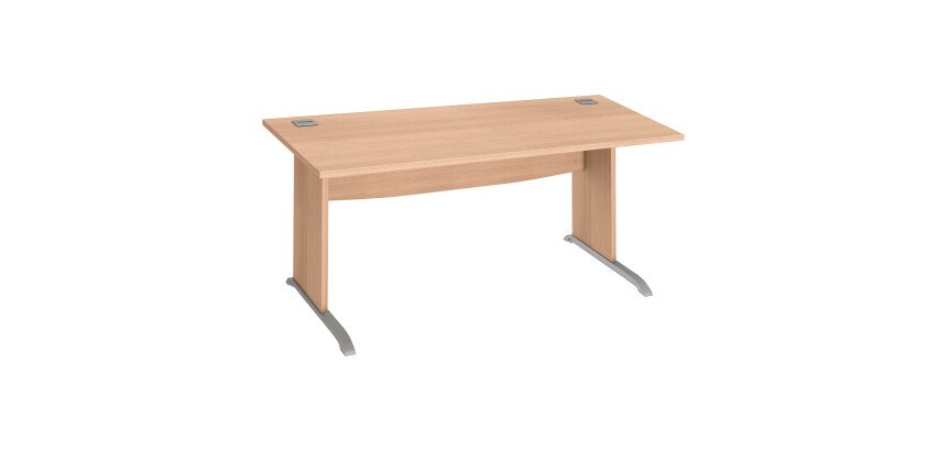 Bureau droit L 160 cm piètement bois en L Essens