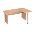 Bureau compact blanc L 160 cm retour à droite piètement plein Essens