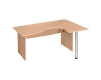 Bureau compact blanc L 160 cm retour à droite piètement plein Essens