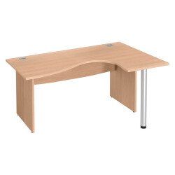 Bureau compact blanc L 160 cm retour à droite piètement plein Essens
