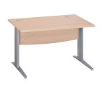 Bureau droit chêne clair L 120 cm piètement L métal Essens