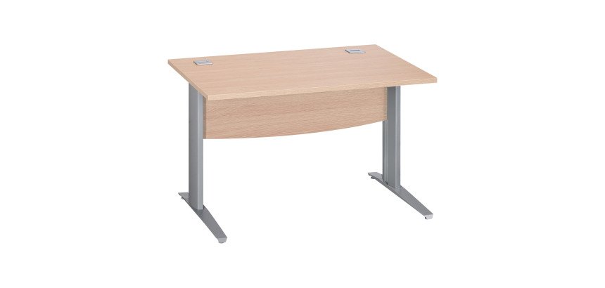 Bureau droit chêne clair L 120 cm piètement L métal Essens