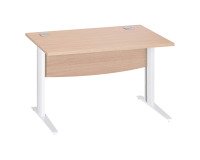 Bureau droit chêne clair L 120 cm piètement L métal Essens