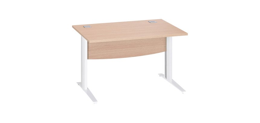 Bureau droit chêne clair L 120 cm piètement L métal Essens