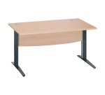 Bureau droit chêne clair L 140 cm piètement L métal Essens