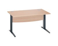 Bureau droit chêne clair L 140 cm piètement L métal Essens