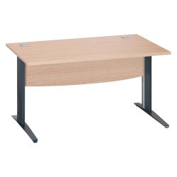 Bureau droit chêne clair L 140 cm piètement L métal Essens