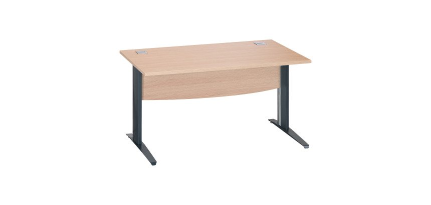 Bureau droit chêne clair L 140 cm piètement L métal Essens