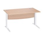 Bureau droit chêne clair L 140 cm piètement L métal Essens
