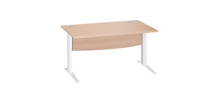 Bureau droit chêne clair L 140 cm piètement L métal Essens