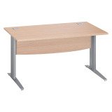 Bureau droit chêne clair L 140 cm piètement L métal Essens