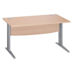 Bureau droit chêne clair L 140 cm piètement L métal Essens