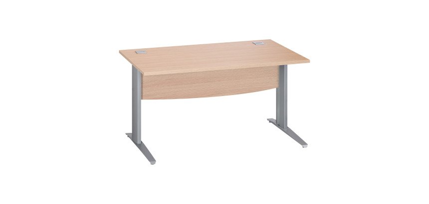 Bureau droit chêne clair L 140 cm piètement L métal Essens