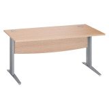 Bureau droit chêne clair L 160 cm piètement L métal Essens