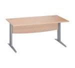 Bureau droit chêne clair L 160 cm piètement L métal Essens