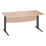 Bureau droit chêne clair L 160 cm piètement L métal Essens