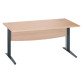 Bureau droit chêne clair L 160 cm piètement L métal Essens