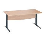 Bureau droit chêne clair L 160 cm piètement L métal Essens