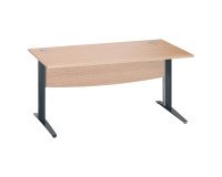 Bureau droit chêne clair L 160 cm piètement L métal Essens