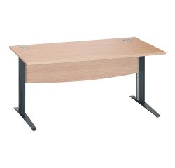 Bureau droit chêne clair L 160 cm piètement L métal Essens