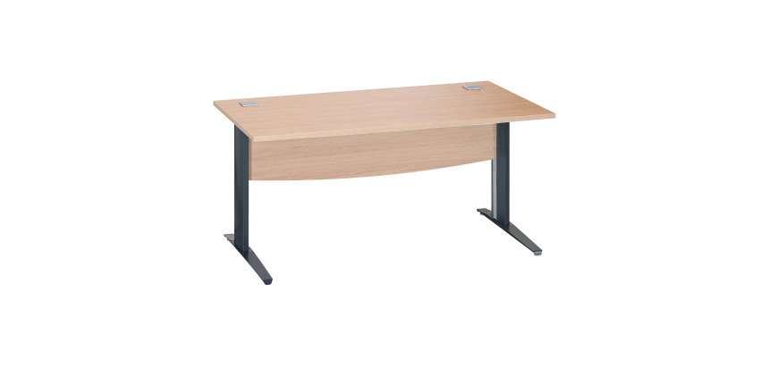 Bureau droit chêne clair L 160 cm piètement L métal Essens