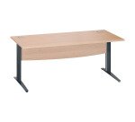 Bureau droit chêne clair L 180 cm piètement L métal Essens