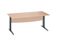 Bureau droit chêne clair L 180 cm piètement L métal Essens