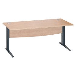 Bureau droit chêne clair L 180 cm piètement L métal Essens