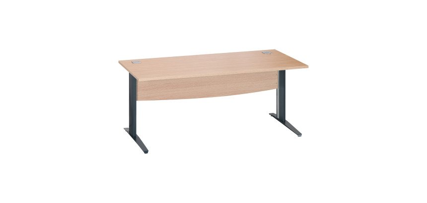Bureau droit chêne clair L 180 cm piètement L métal Essens