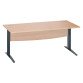 Bureau droit chêne clair L 180 cm piètement L métal Essens