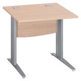 Scrivania lineare excellens rovere 80 cm con gonna e gambe in metallo alluminio