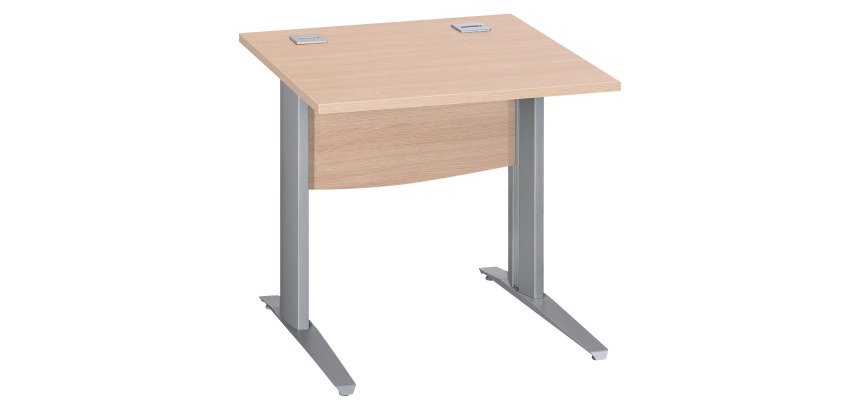 Bureau droit chêne clair L 80 cm piètement L métal Essens