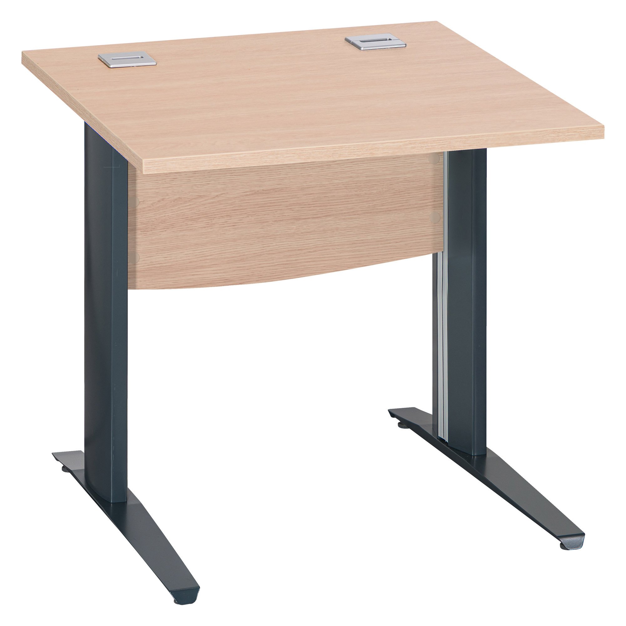 Bureau droit chêne clair L 80 cm piètement L métal Essens
