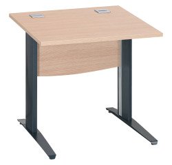 Bureau droit chêne clair L 80 cm piètement L métal Essens