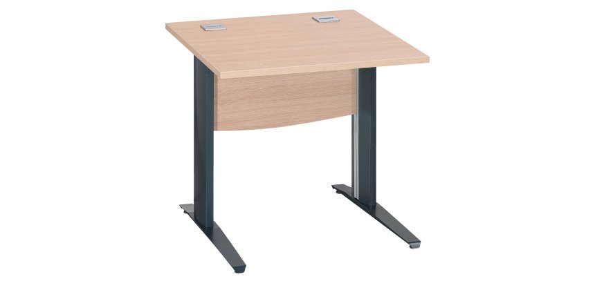 Bureau droit chêne clair L 80 cm piètement L métal Essens
