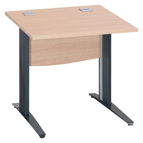 Bureau droit chêne clair L 80 cm piètement L métal Essens