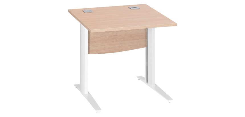 Bureau droit chêne clair L 80 cm piètement L métal Essens