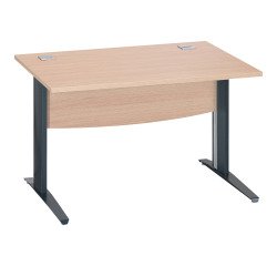 Bureau droit chêne clair L 120 cm piètement L métal Essens