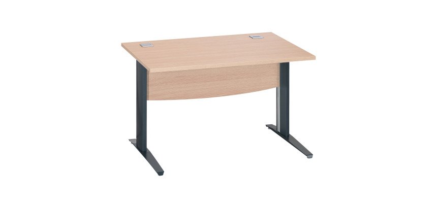 Bureau droit chêne clair L 120 cm piètement L métal Essens