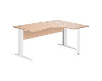 Bureau compact chêne clair L 160 cm retour à droite piètement L métal Essens