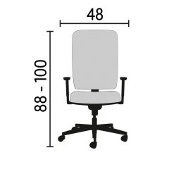 Sedia operativa Spring con seduta in tessuto effetto pelle di colore nero braccioli fissi base nera