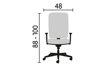 Sedia operativa Spring con seduta in tessuto effetto pelle di colore nero braccioli fissi base nera