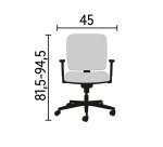 Office chairs Andrea fabric - Low back with armrests - Centered Tilting Mechanism - Chrome legs